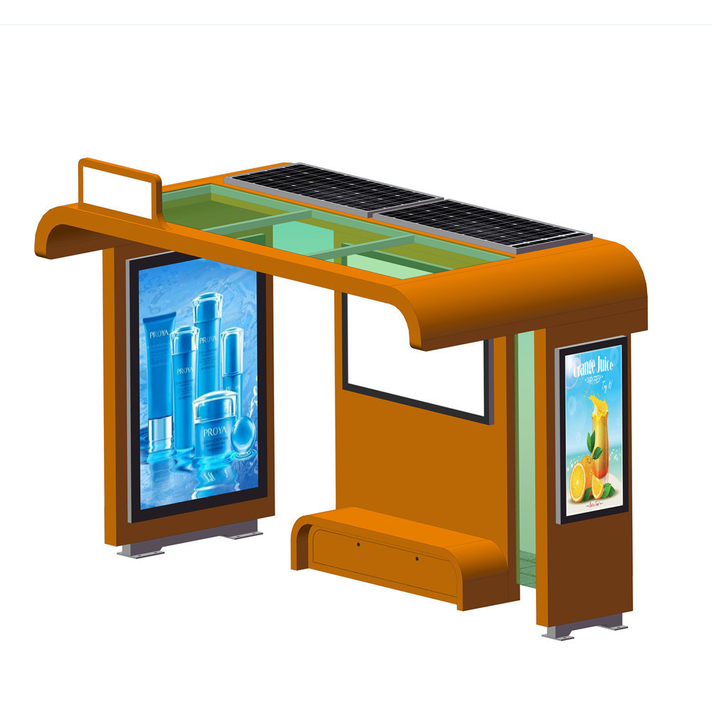 Outdoor advertising metal solar power bus stop shelter