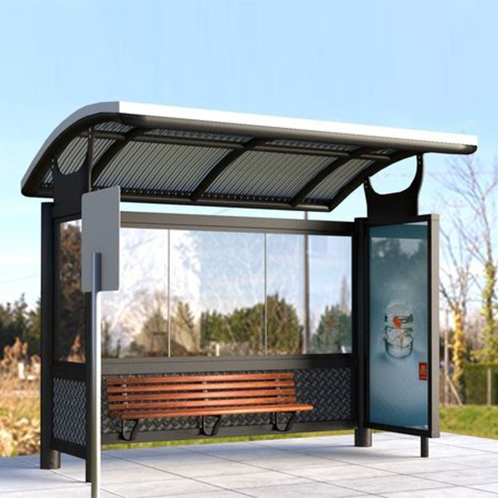 Modern Galvanized Steel Advertising Bus Stop Shelter For Sale