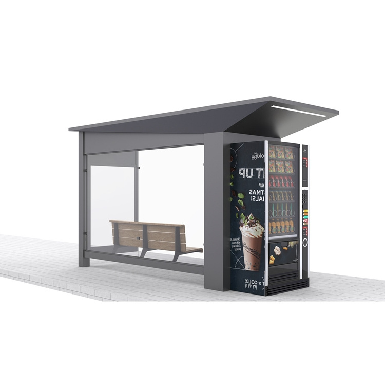 Customized Smart City Furniture Public Facility Intelligent Bus Shelter With Vending Kiosk