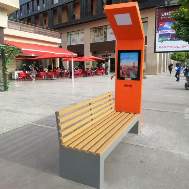 Outdoor Smart Solar Powered Advertising Bench With USB/ Wireless Charging