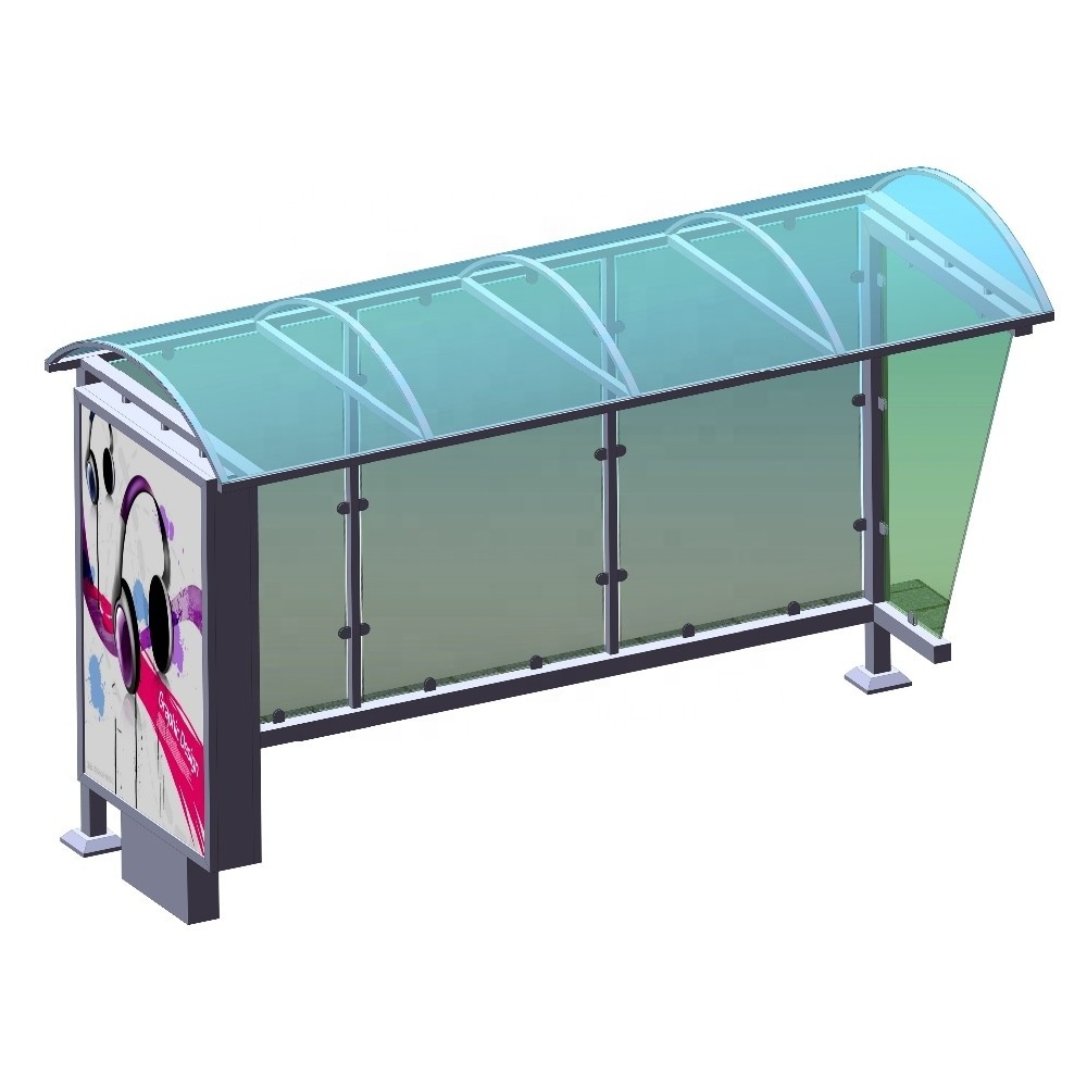 Modern Galvanized Steel Advertising Bus Stop Shelter For Sale