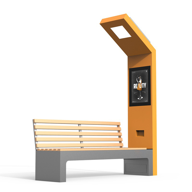 Outdoor Smart Solar Powered Advertising Bench With USB/ Wireless Charging