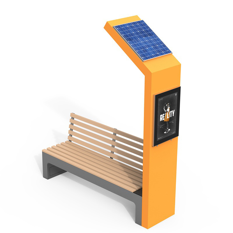 Outdoor Smart Solar Powered Advertising Bench With USB/ Wireless Charging