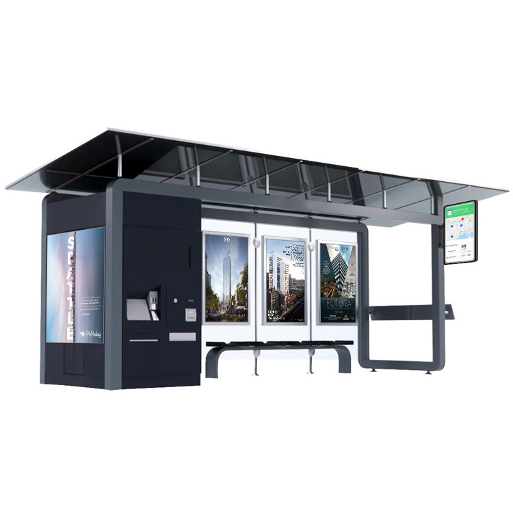 Steel Metal Smart Bus Stop Intelligent Public Transportation System Glass Bus Stop Stands Shelter