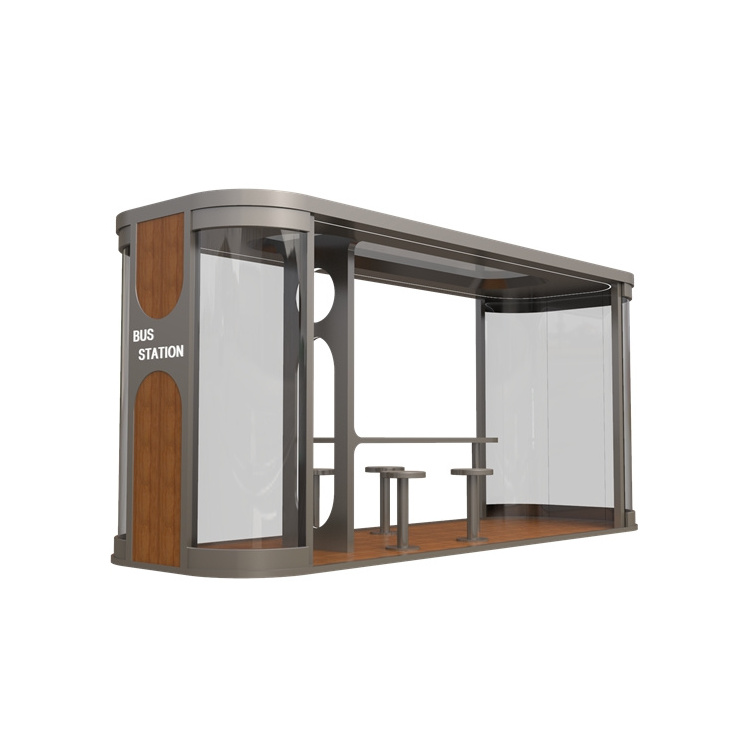 Prefabricated High Quality Custom Advertising Bus Stop Shelters With Light Box For Sale