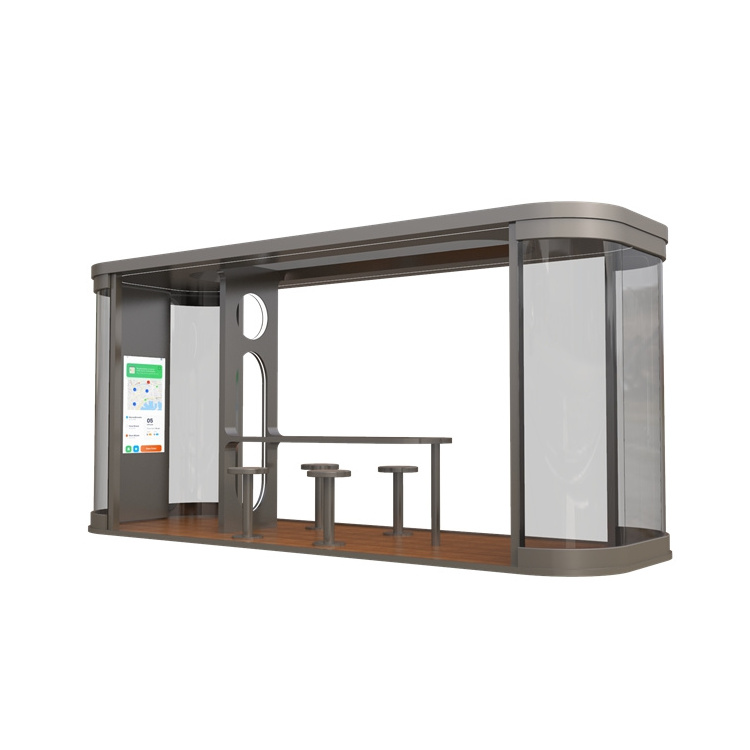 Prefabricated High Quality Custom Advertising Bus Stop Shelters With Light Box For Sale