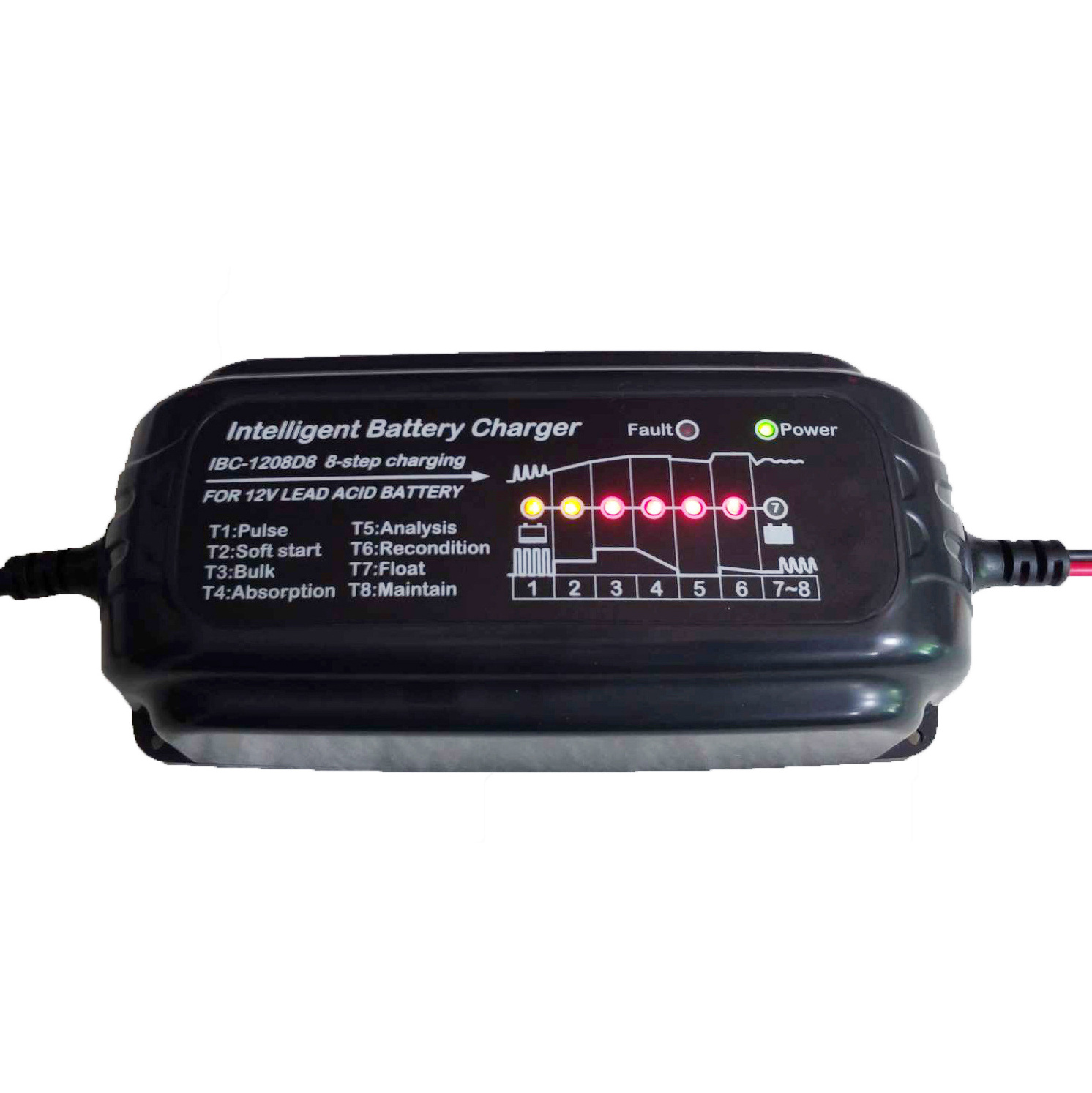 Waterproof IP65 12volts Power Supply  Smart 8 Stages 12V  8A LiFePo4 SLA GEL, AGM, Deep Cycle, and Calcium batteries Charger