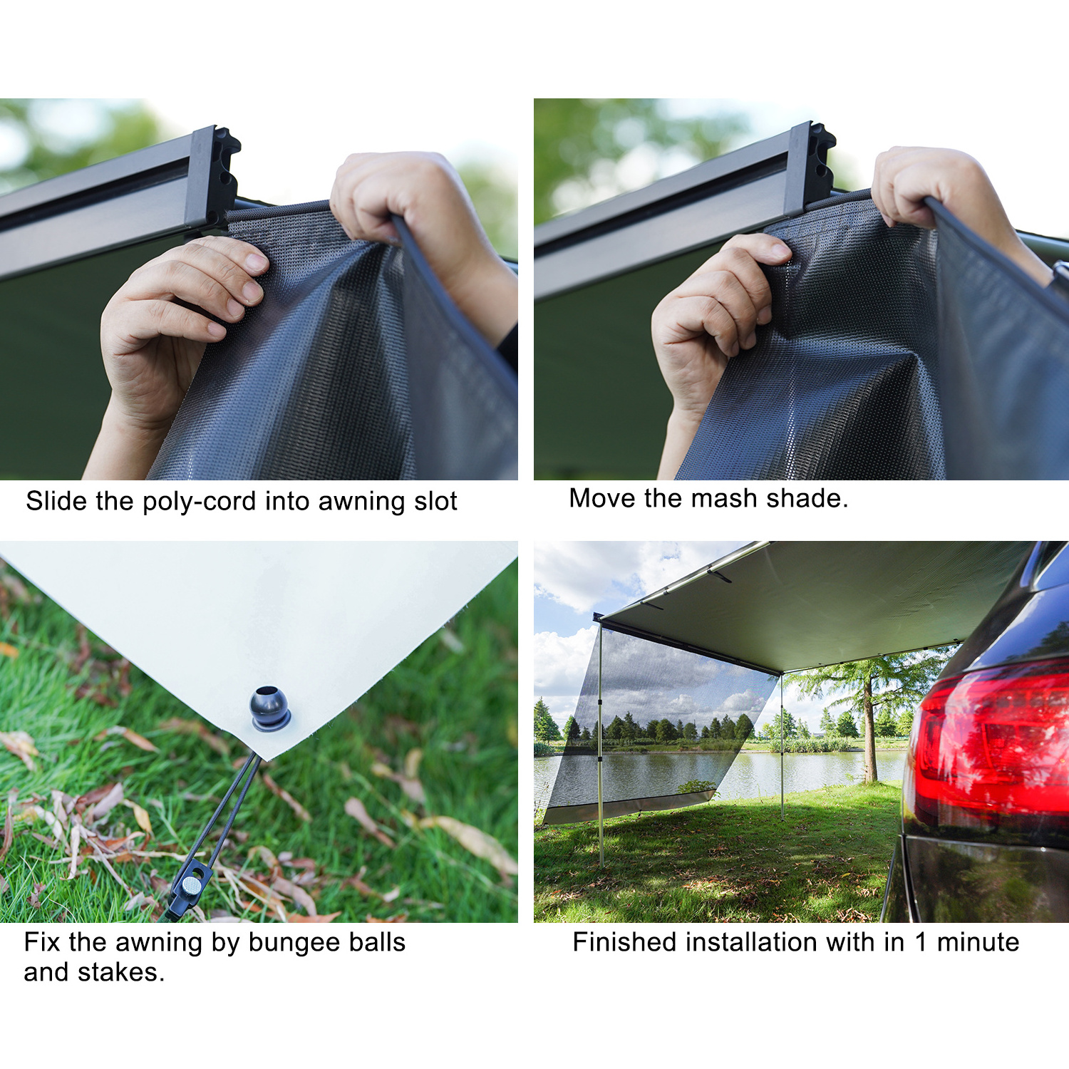 Wareda Offroad Awning PVC Mesh Sunshade Privacy Screen Caper Trailer Awning UV Sun Blocker Shade