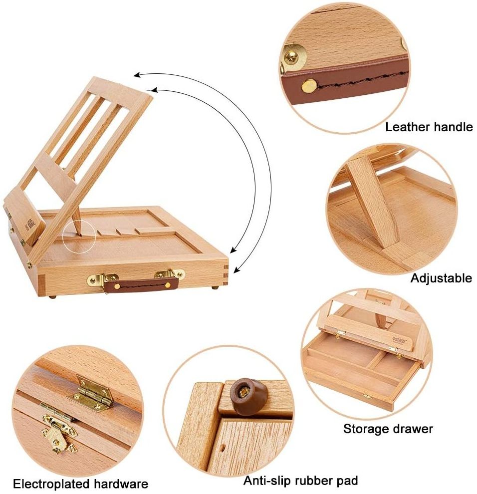 wood desk table easel with Storage Drawer and 1 Palette for Painting, Drawing and Displaying Artwork art easel wood easel