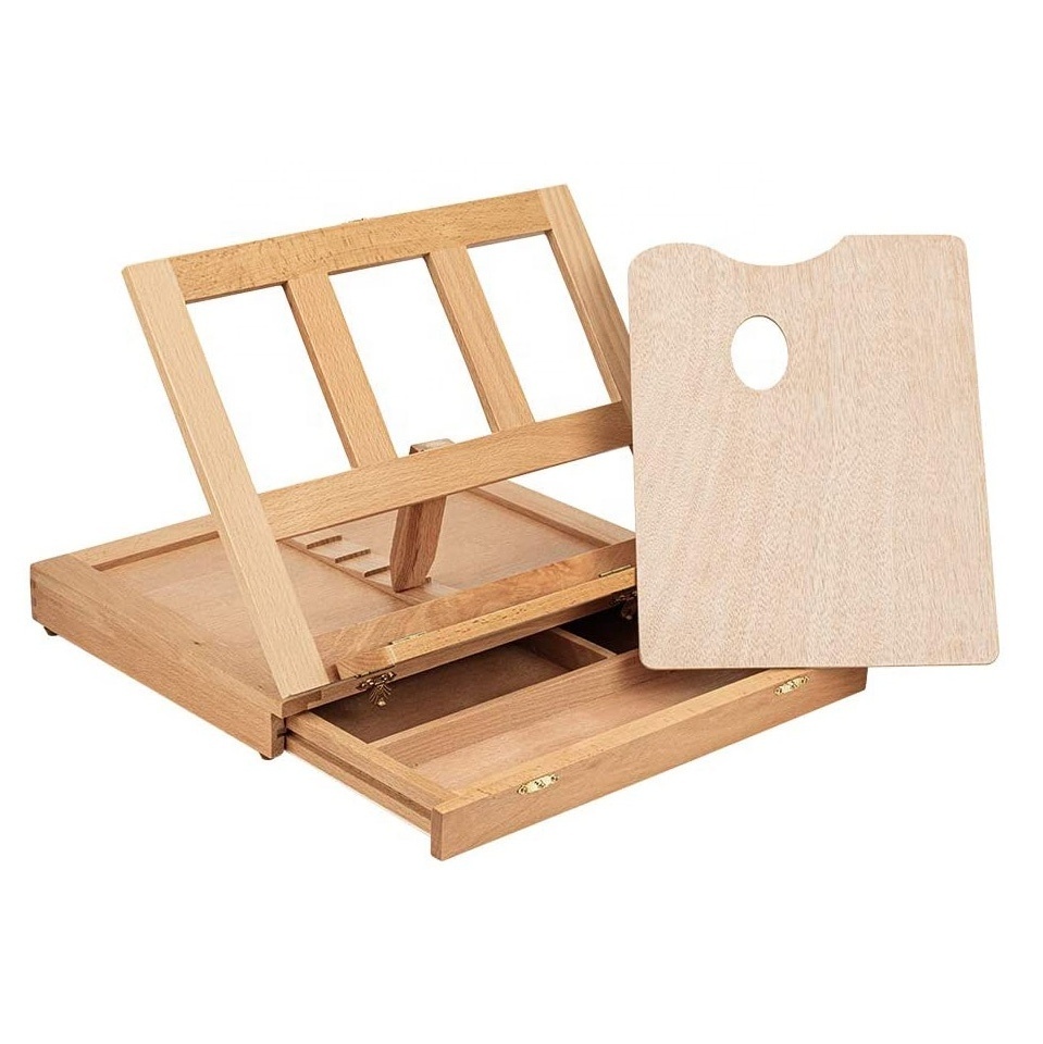 wood desk table easel with Storage Drawer and 1 Palette for Painting, Drawing and Displaying Artwork art easel wood easel