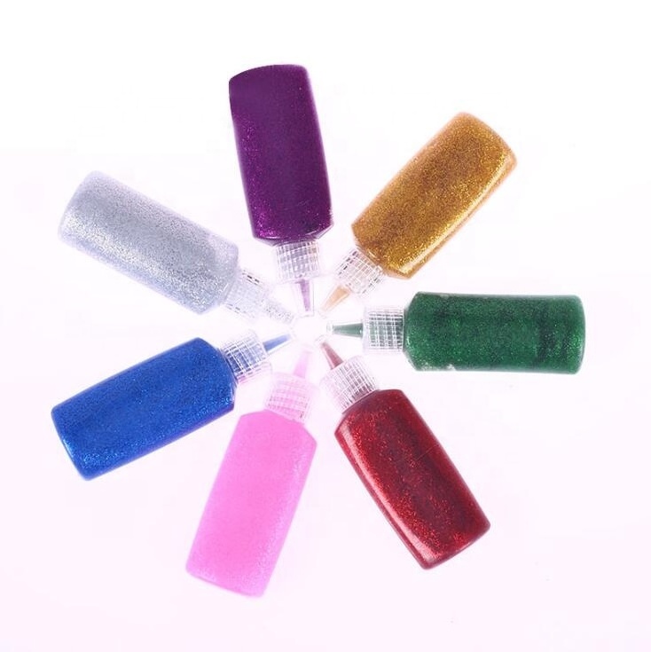 Hot selling glitter powder paint 30ml glitter glue set