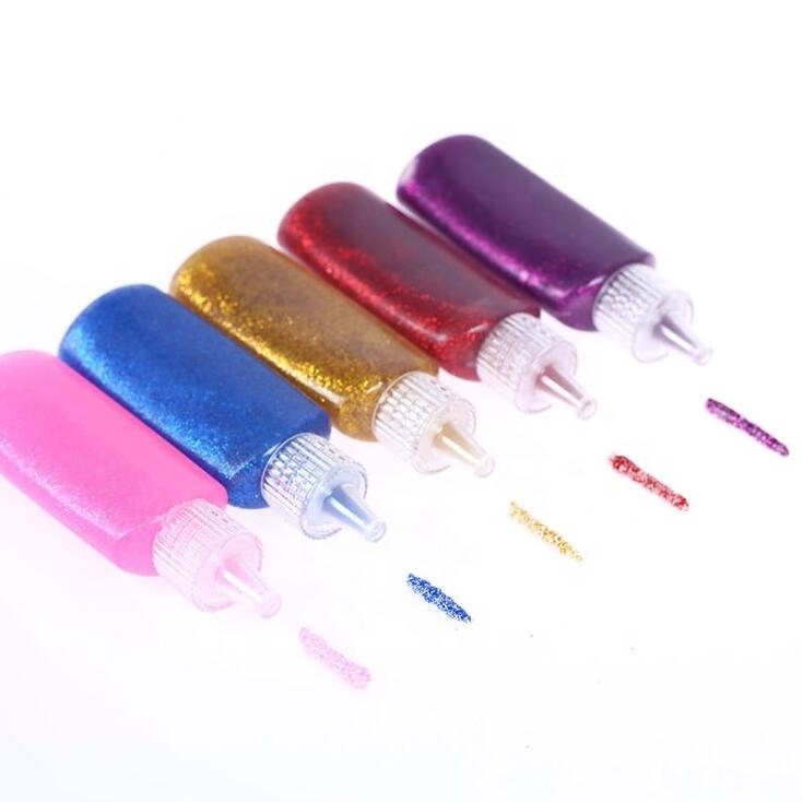 Hot selling glitter powder paint 30ml glitter glue set