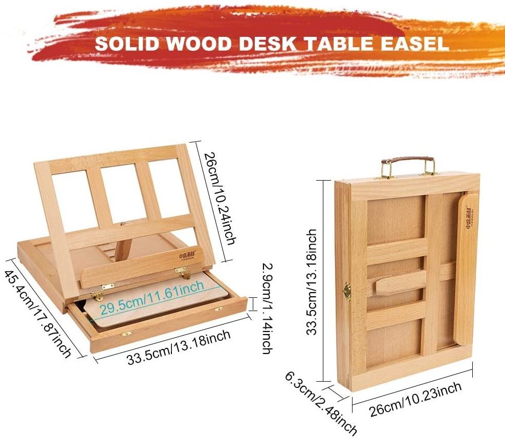 wood desk table easel with Storage Drawer and 1 Palette for Painting, Drawing and Displaying Artwork art easel wood easel