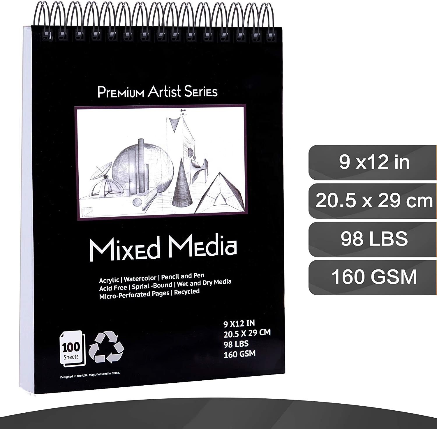 100sheets painting pad acid-free painting drawing paper for acrylic painting paper pad