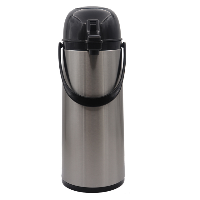 Office stainless steel airpots glass inner air pressure thermos airpot Vacuum Thermal Coffee Glass Lined with Pump Dispenser