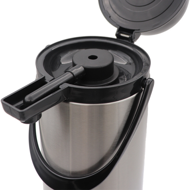 Office stainless steel airpots glass inner air pressure thermos airpot Vacuum Thermal Coffee Glass Lined with Pump Dispenser