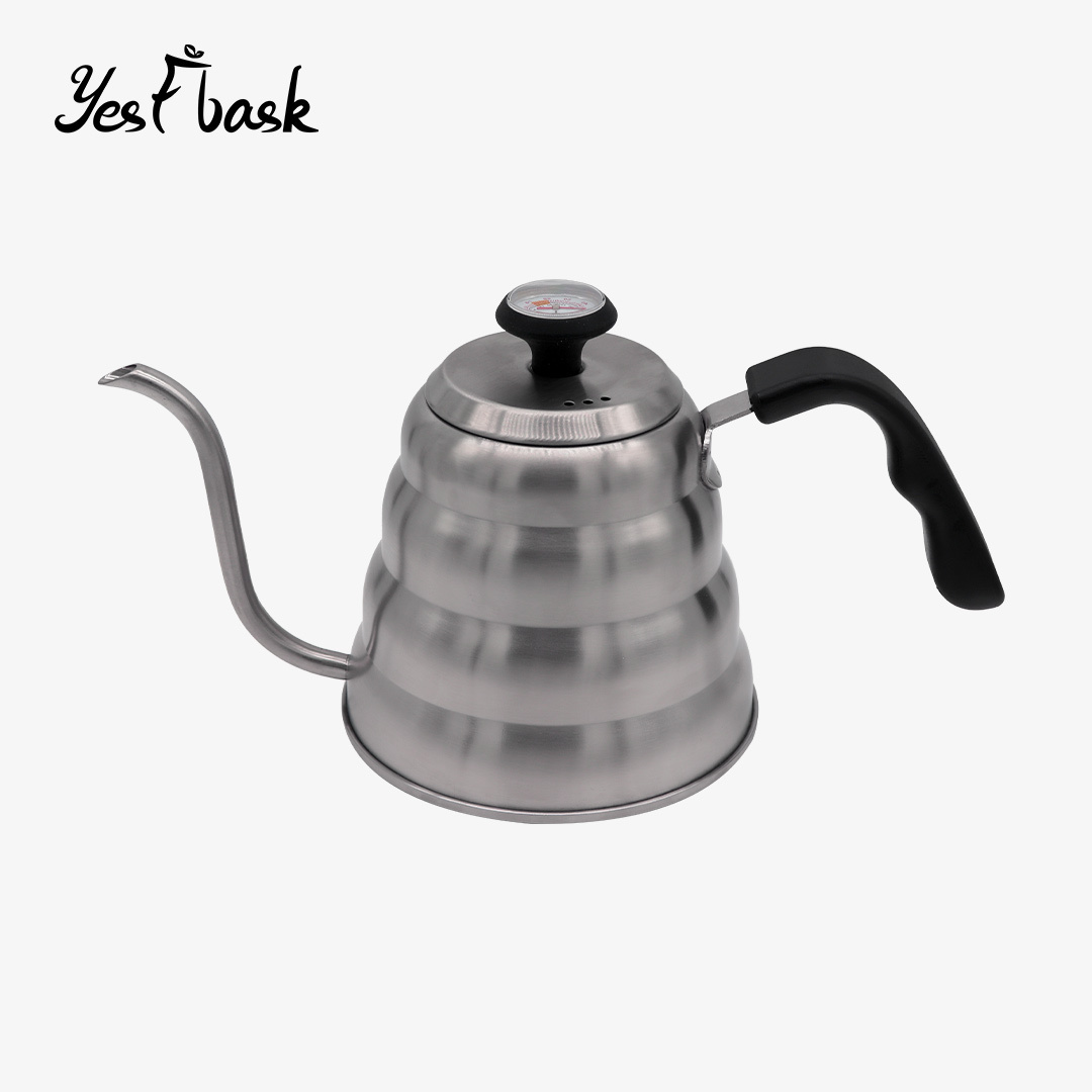 Amazon Hot Selling 1500ml 2000ml Colorful Gooseneck Long Mouth Drip Kettle Tea Coffee Pot with Thermometer Factory Wholesale