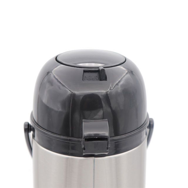 Office stainless steel airpots glass inner air pressure thermos airpot Vacuum Thermal Coffee Glass Lined with Pump Dispenser