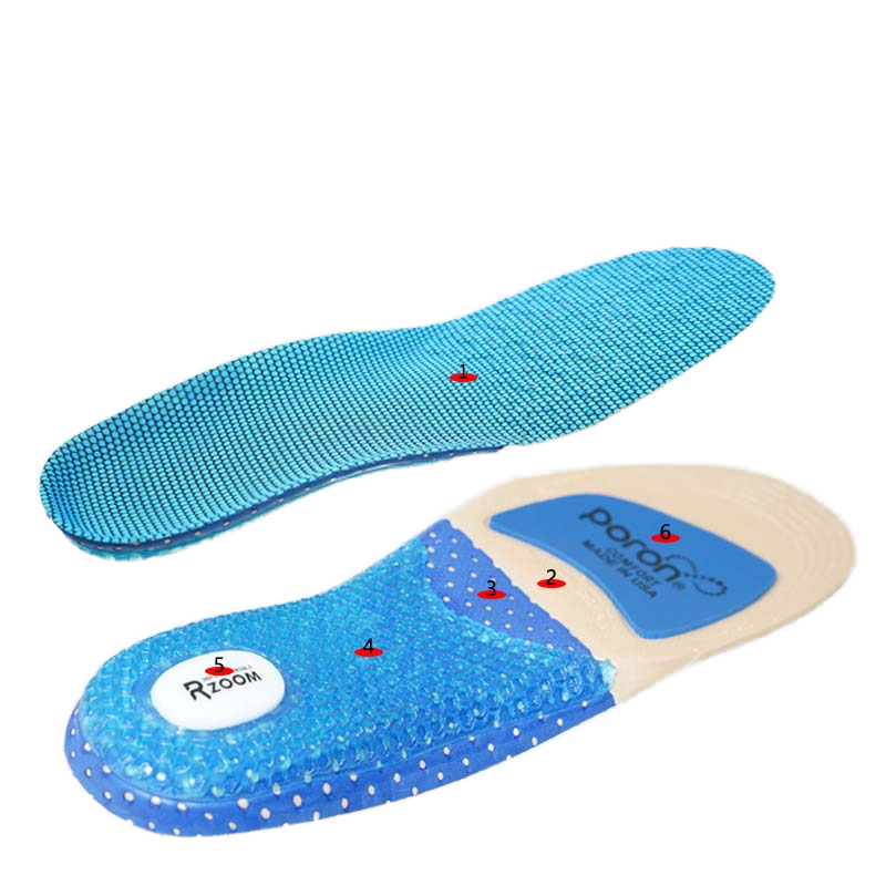 Poron Cushioned Breathable Absorbent and Elastic Sports Insoles for Comfort