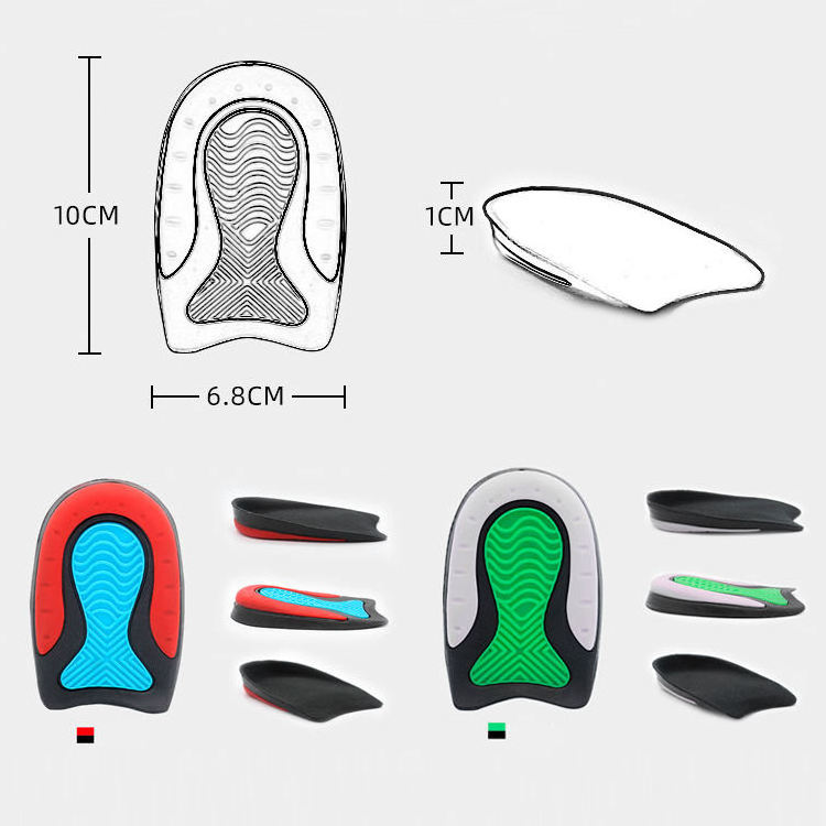 Silicone Gel Heel Cushion Insoles Anti-Skid Pad Design for Foot Pain Relief Height Increasing Orthotics Feet Soles Protection