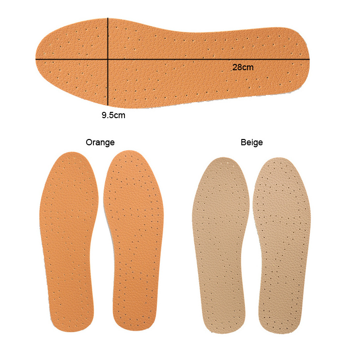 Durable PU leather insoles washable thin shoe insole comfort synthetic leather inner soles