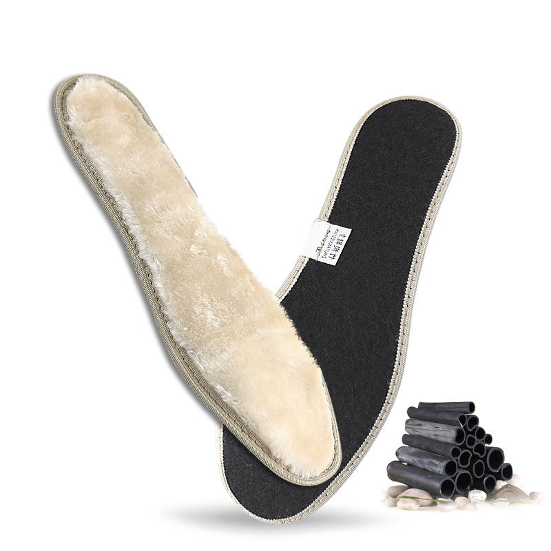 bamboo charcoal insole breathable warm wool shoe inserts anti odor winter thermal shoe pads