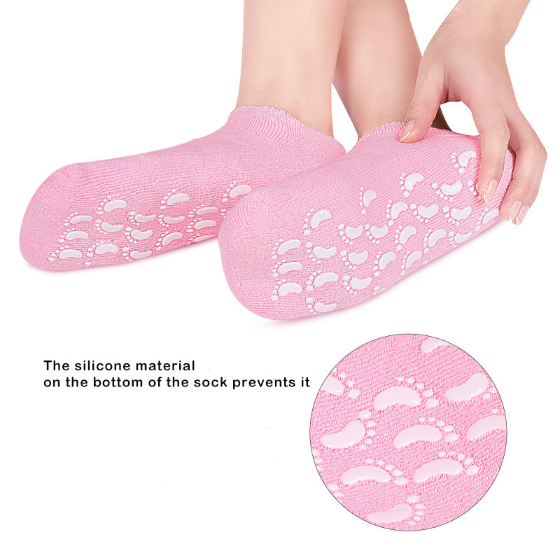 YEBEI Silicone gel cotton yarn  foot tender white cotton yarn boat socks with glue small footprint foot socks