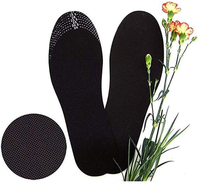 Adult Unisex Bamboo Charcoal Shoe Insoles, Deodorant Cushion Foot Inserts Shoe Pads Comfort Thin Insoles Trimable