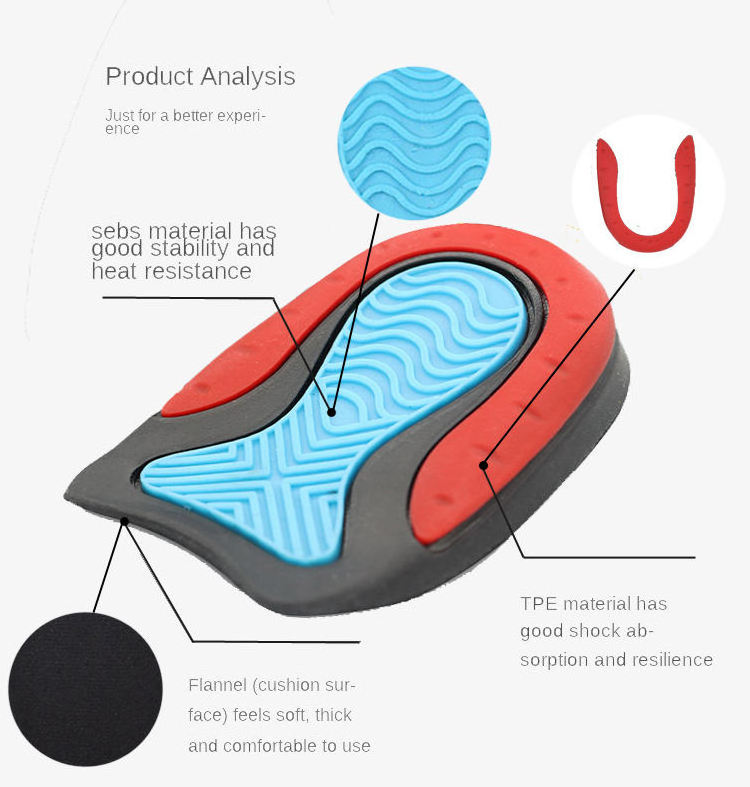 Silicone Gel Heel Cushion Insoles Anti-Skid Pad Design for Foot Pain Relief Height Increasing Orthotics Feet Soles Protection