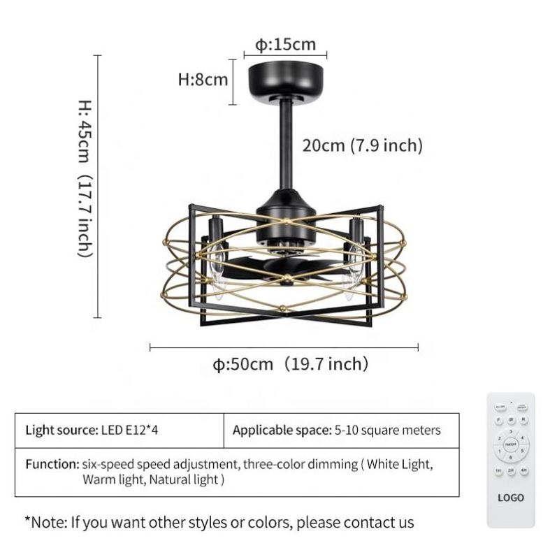 D056 chandelier ceiling fan with light with remote 50cm 3 color  Simplicity fan chandelier