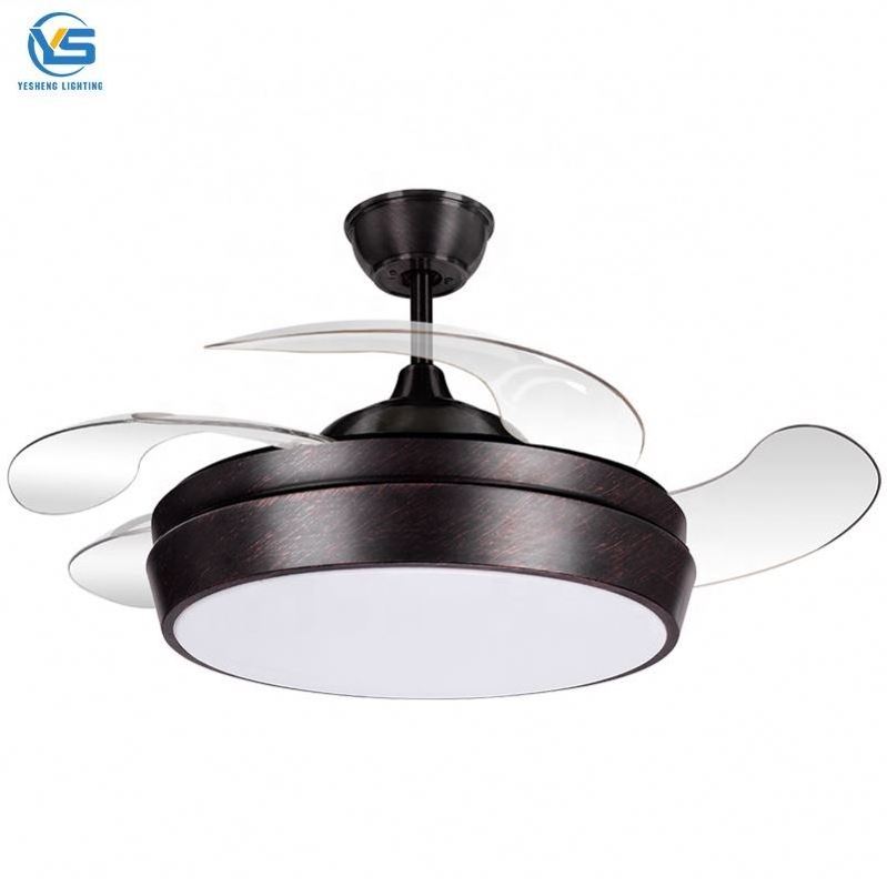 Y054 42 inch 110v 220v ceiling fan acdc with 3 color led light with remote control for house