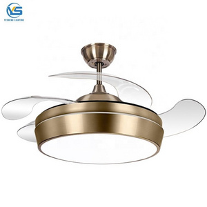 Y054 42 inch 110v 220v ceiling fan acdc with 3 color led light with remote control for house