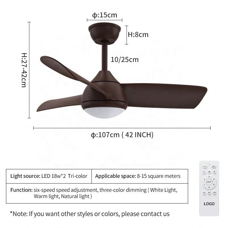 C015 DC 42 inch ceiling fan with light kit  with remote control 42 inch ceiling fan with light kit