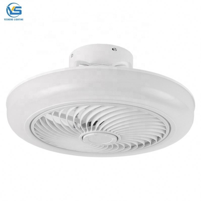 749A 18 inch small modern bladeless ceiling fan with led light remote control flush mount living room bedroom children invisible