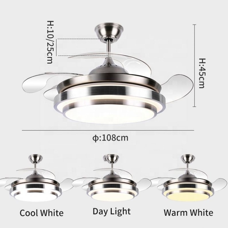 2001 retractable ceiling fan with led light remote control smart wifi Alexa voice control