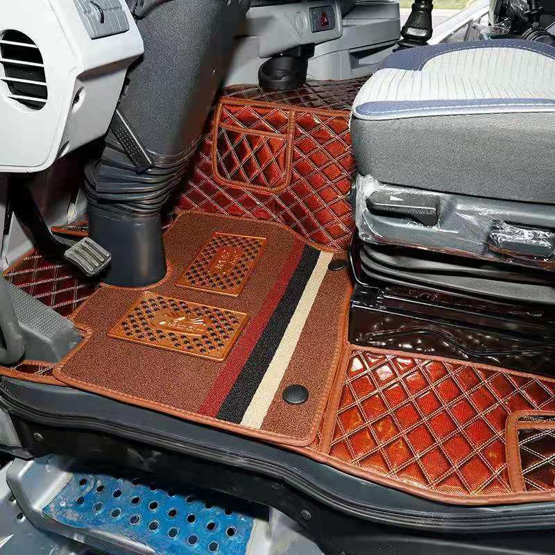 decorative unique 3D /5D double layer silk circle car mat in PU leather