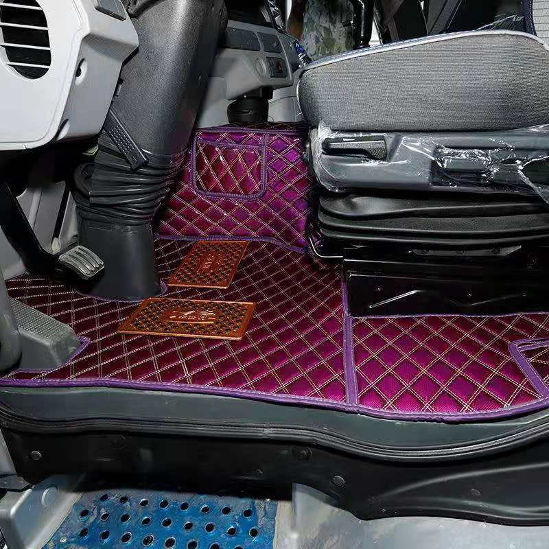 decorative unique 3D /5D double layer silk circle car mat in PU leather