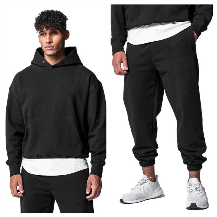 Casual Long Sleeve Sweatshirt Custom Tracksuit Cotton Essential Men Hoodie Set Sweatpants And Hoodie Set Blank Tracksuits