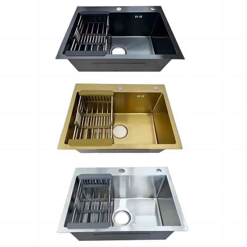 SUS201 undermount stainless steel single bowl rectangular deep nano handmade kitchen sink 5040*22