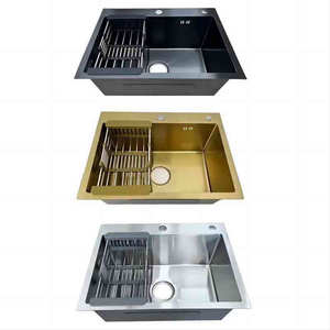 SUS201 undermount stainless steel single bowl rectangular deep nano handmade kitchen sink 5040*22