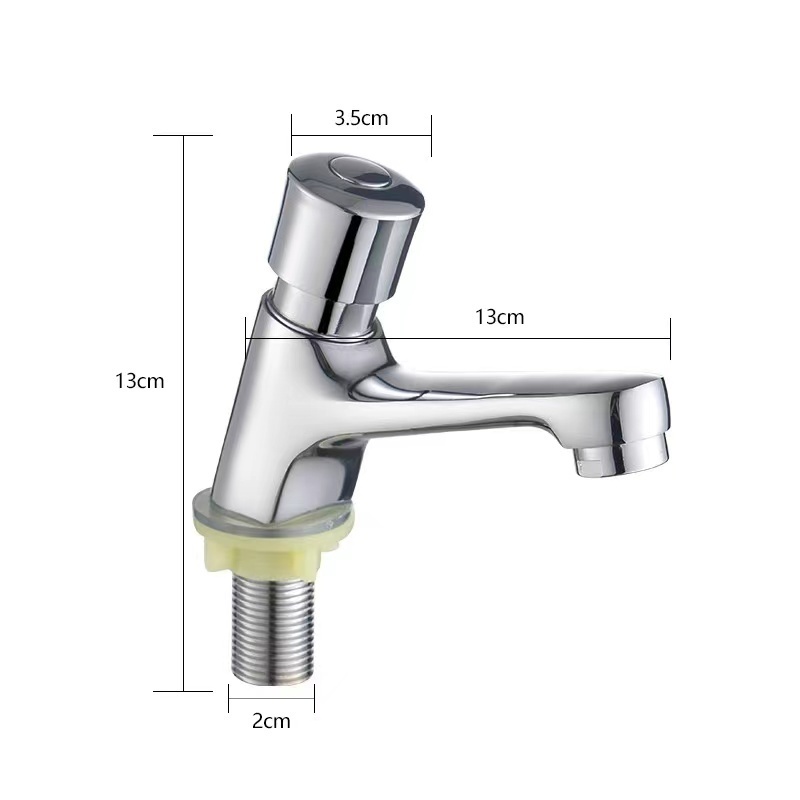 Mop Pool Faucet deck Mounted Single Cross Handle Chrome Plated Self Closing Water Saving Time Delay push Basin Sink Tap Faucet