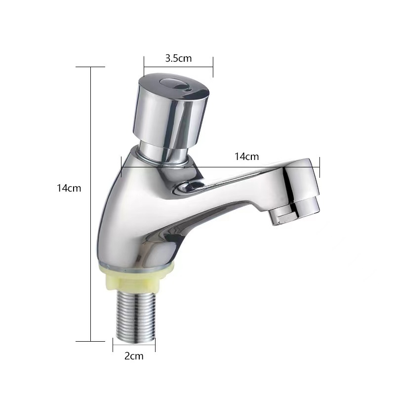 Mop Pool Faucet deck Mounted Single Cross Handle Chrome Plated Self Closing Water Saving Time Delay push Basin Sink Tap Faucet