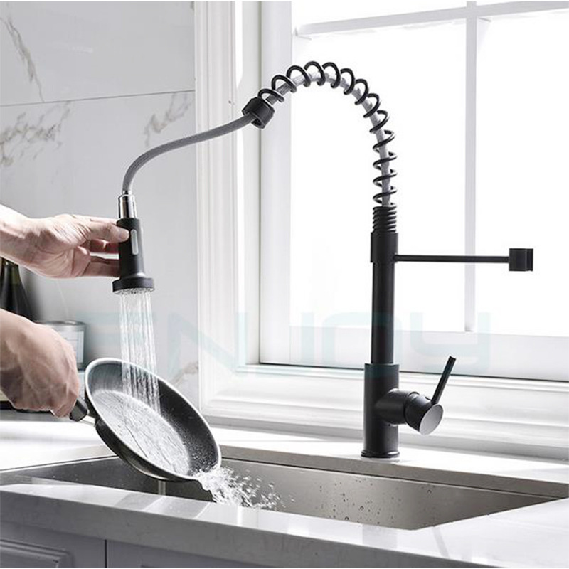 Motion Sensor Smart Hands-Free Single Handle Stainless Steel  Spring Gold Touchless Kitchen Faucet with Pull Down Sprayer