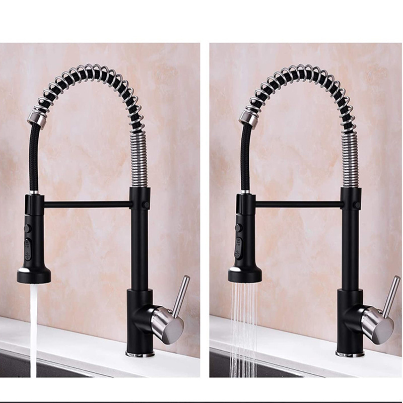 Motion Sensor Smart Hands-Free Single Handle Stainless Steel  Spring Gold Touchless Kitchen Faucet with Pull Down Sprayer