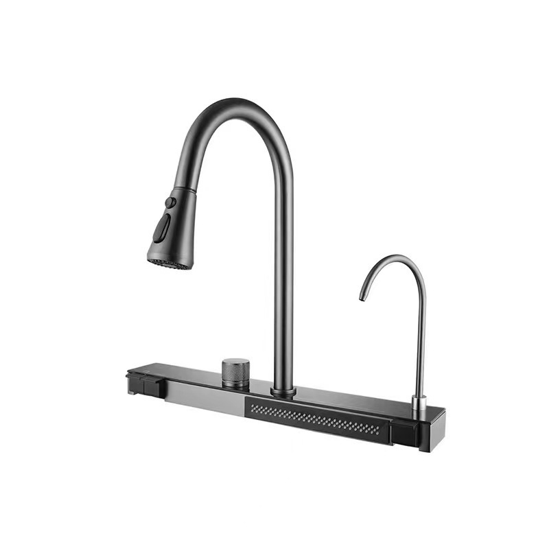 stainless steel kitchen sink mixer faucet cold and hot water control with waterfall pull out the faucet