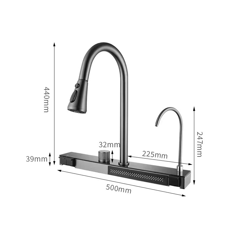 stainless steel kitchen sink mixer faucet cold and hot water control with waterfall pull out the faucet