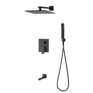 faucet mixer valve system matte black 12-inches rain hand shower and body jet faucets sets for bathroom wash