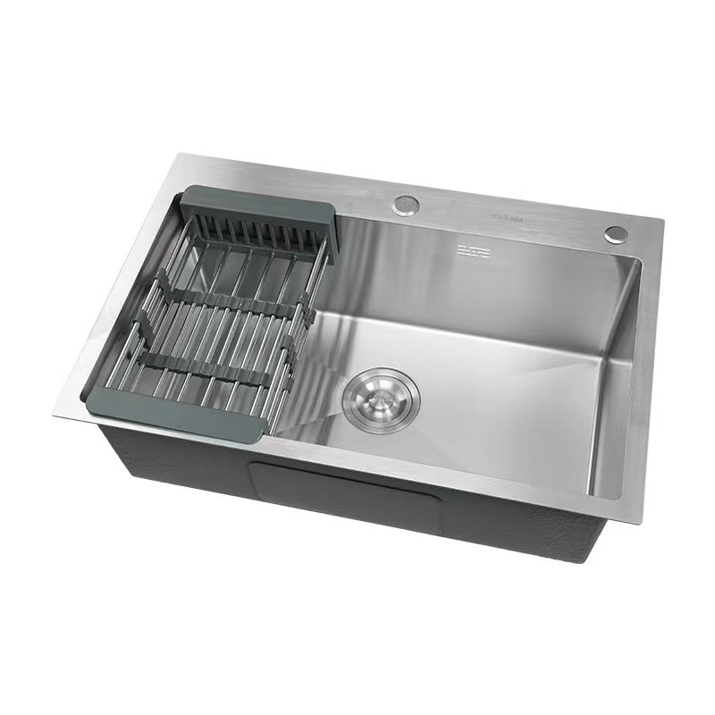 SUS201 undermount stainless steel single bowl rectangular deep nano handmade kitchen sink 5040*22