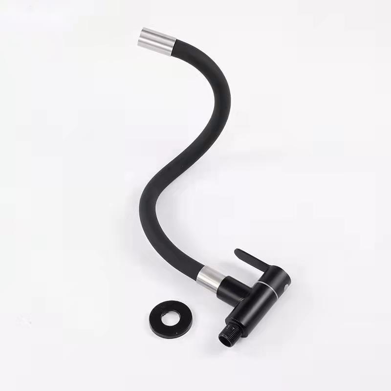 SUS304 Stainless Steel Kitchen Black Hose Single Cold Water Kitchen Faucet Wholesale Wall Mounted Single Tap  Kitchen Tap