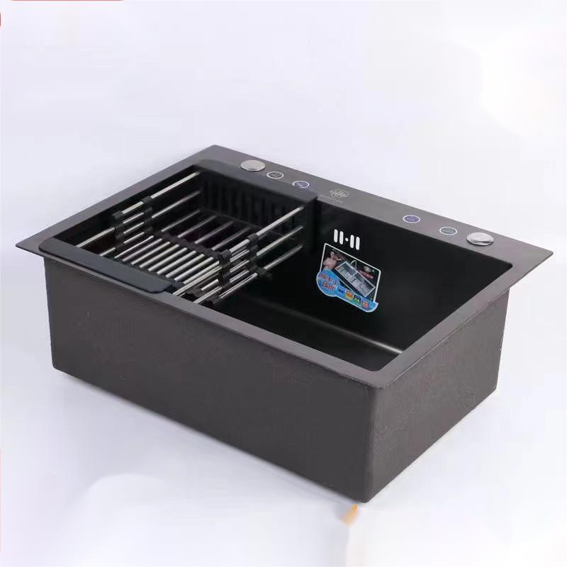 SUS201 undermount stainless steel single bowl rectangular deep nano handmade kitchen sink 5040*22